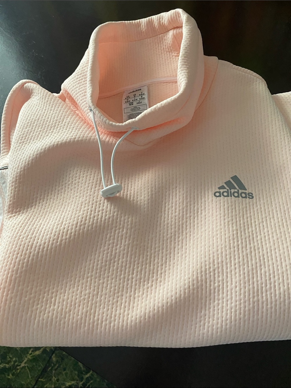 adidas Women's Pale Pink Funnel Neck Pullover Sweater